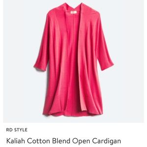 Kaliah Cotton Blend Open Cardigan, Pink Long Cardigan